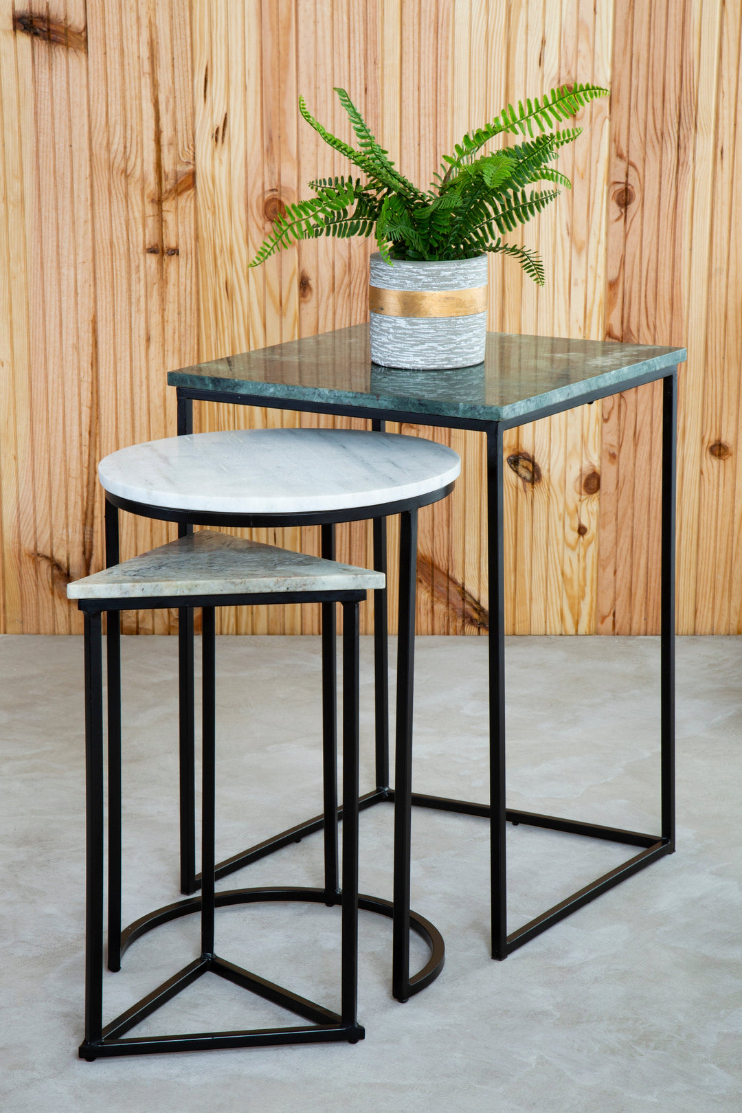 Mandoli Nest of Three Assorted Marble Tables