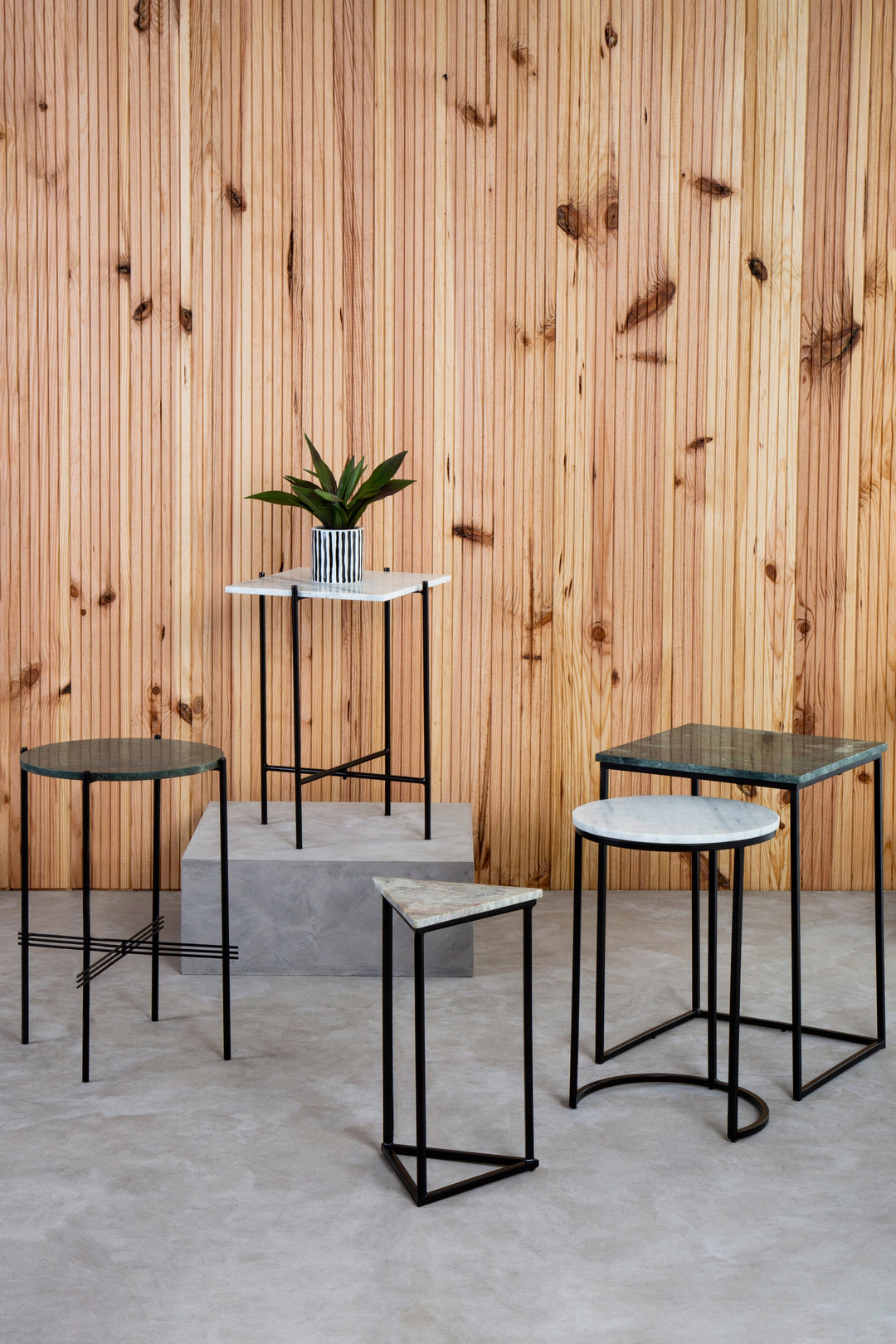 Mandoli Nest of Three Assorted Marble Tables