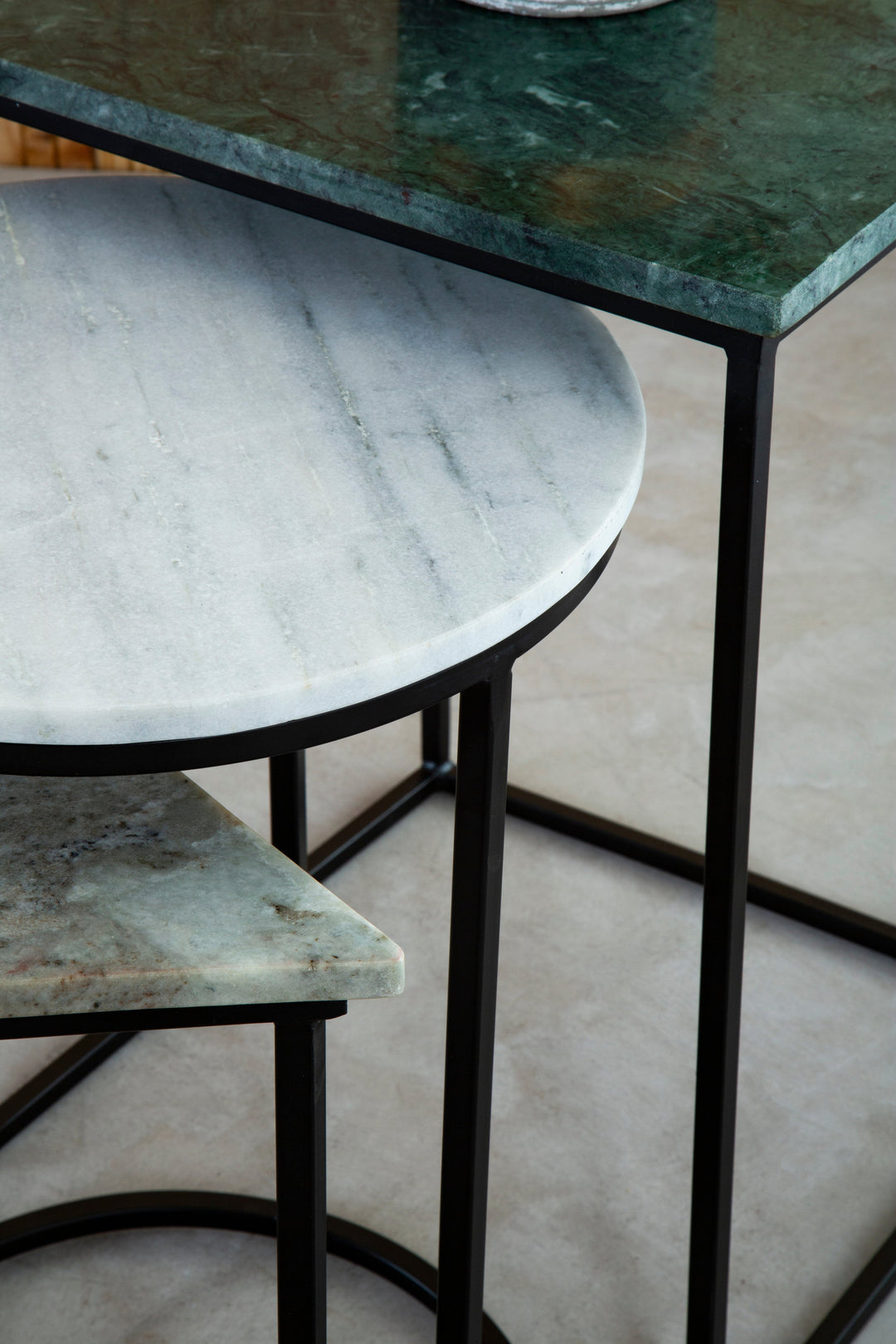 Mandoli Nest of Three Assorted Marble Tables