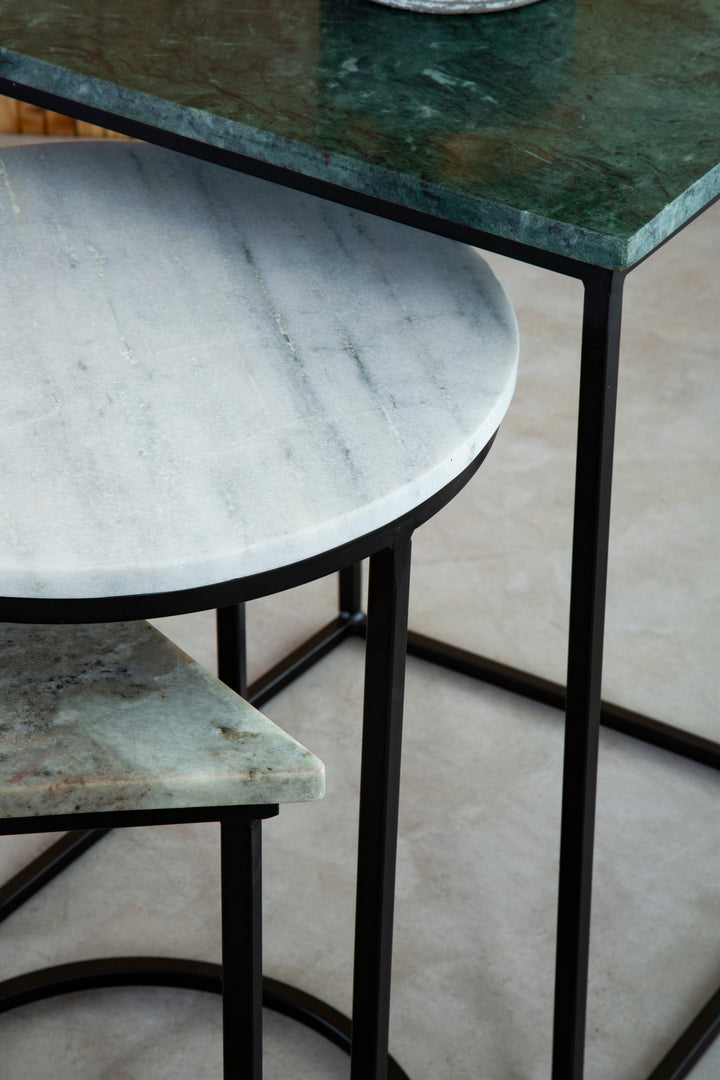 Mandoli Nest of Three Assorted Marble Tables