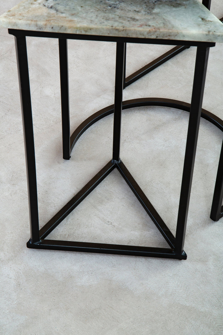 Mandoli Nest of Three Assorted Marble Tables
