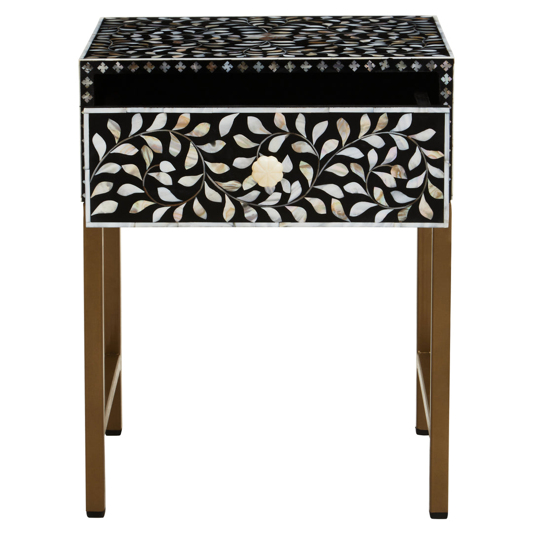 Fusion Bone Inlay 1-Drawer Side Table