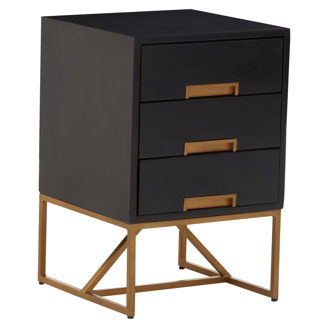 Kochi Black 3-Drawer Side Table