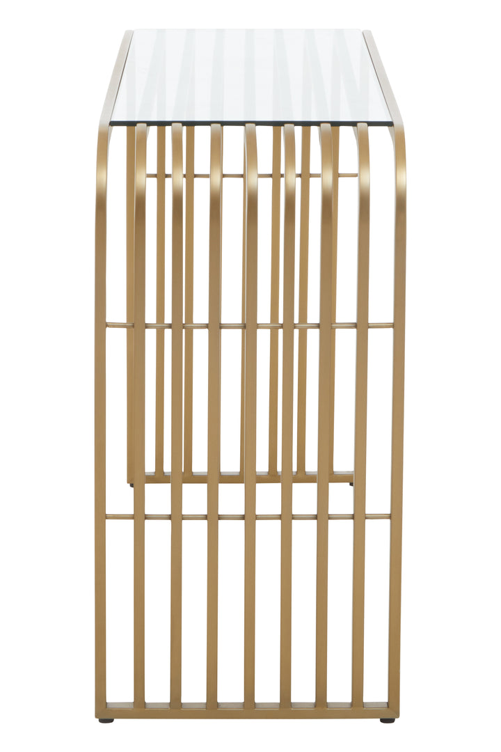 Vogue Matte Gold Slatted Console Table
