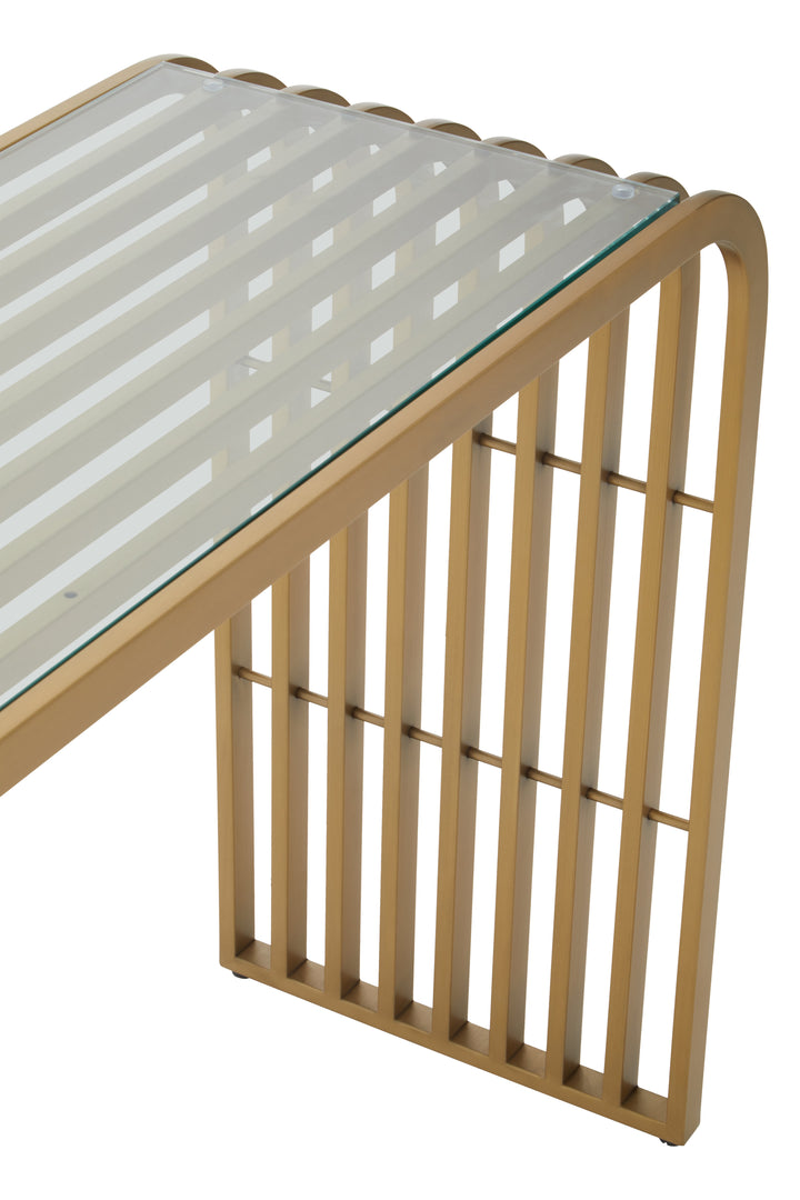 Vogue Matte Gold Slatted Console Table