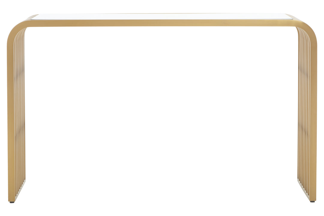 Vogue Matte Gold Slatted Console Table