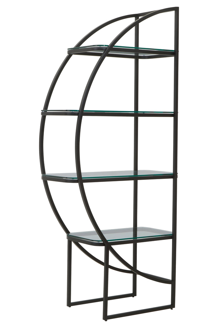 Vogue Left Half Moon Shelf Unit in Black Finish