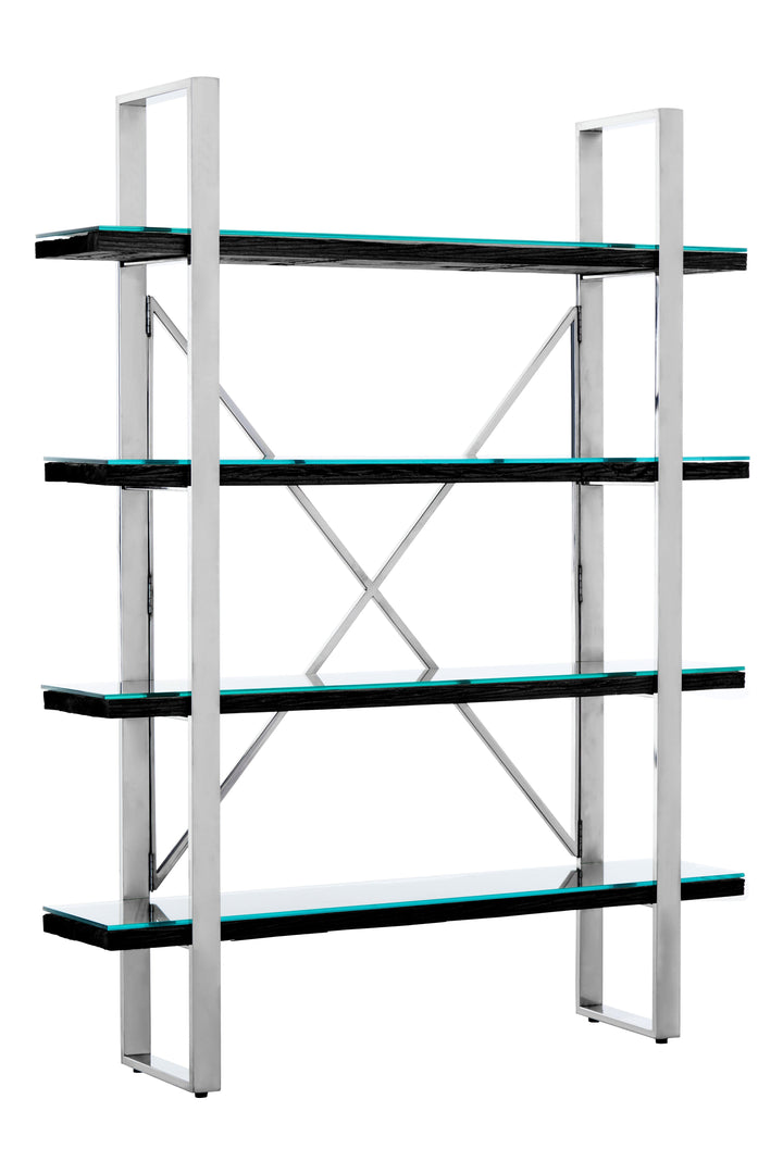 Kerala Black Wood 4-Tier Shelf Unit