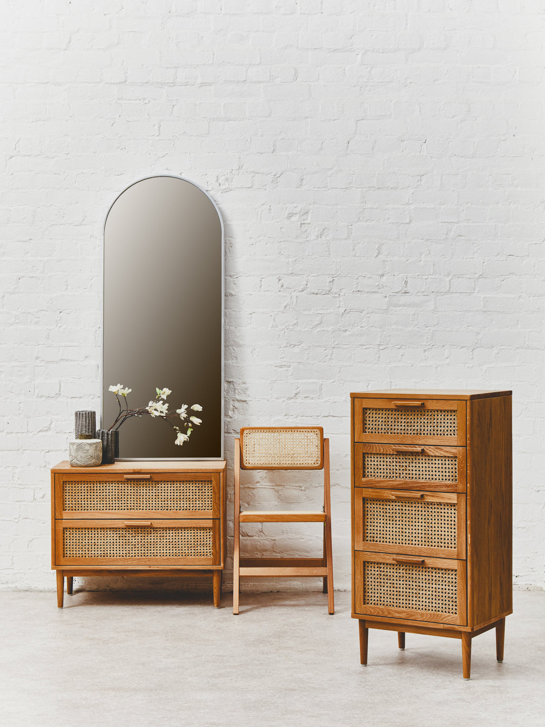 Lyon Rattan & Oak 3-Drawer Wood Chest