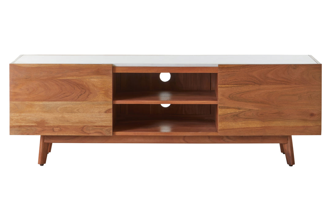 Myan White Marble 2-Door Media Unit
