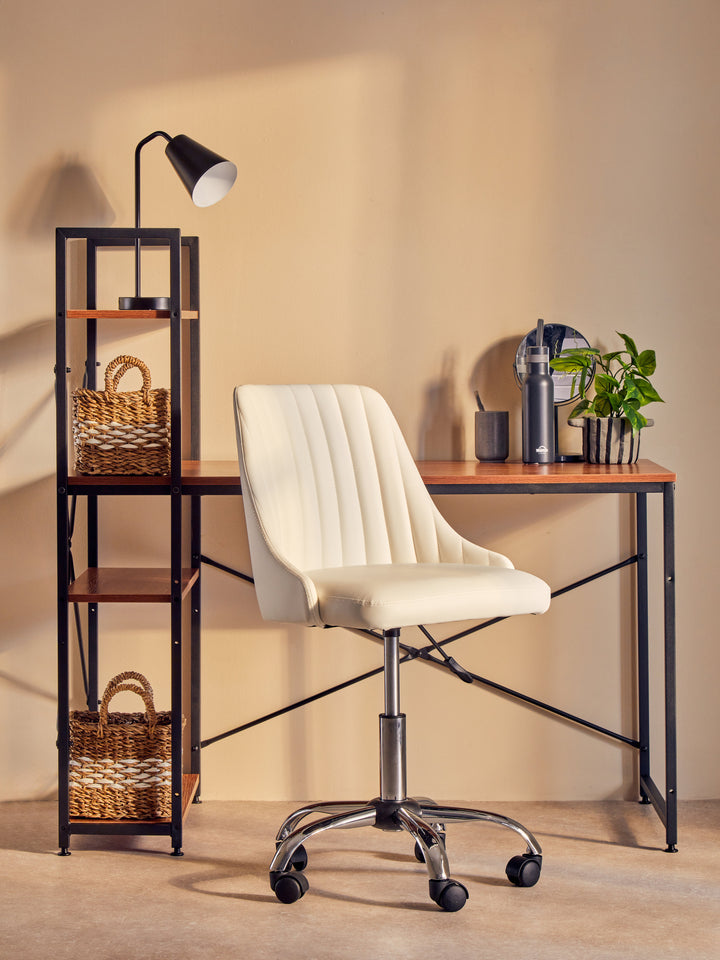 Brent Faux Leather Office Chair in Off-White Finish