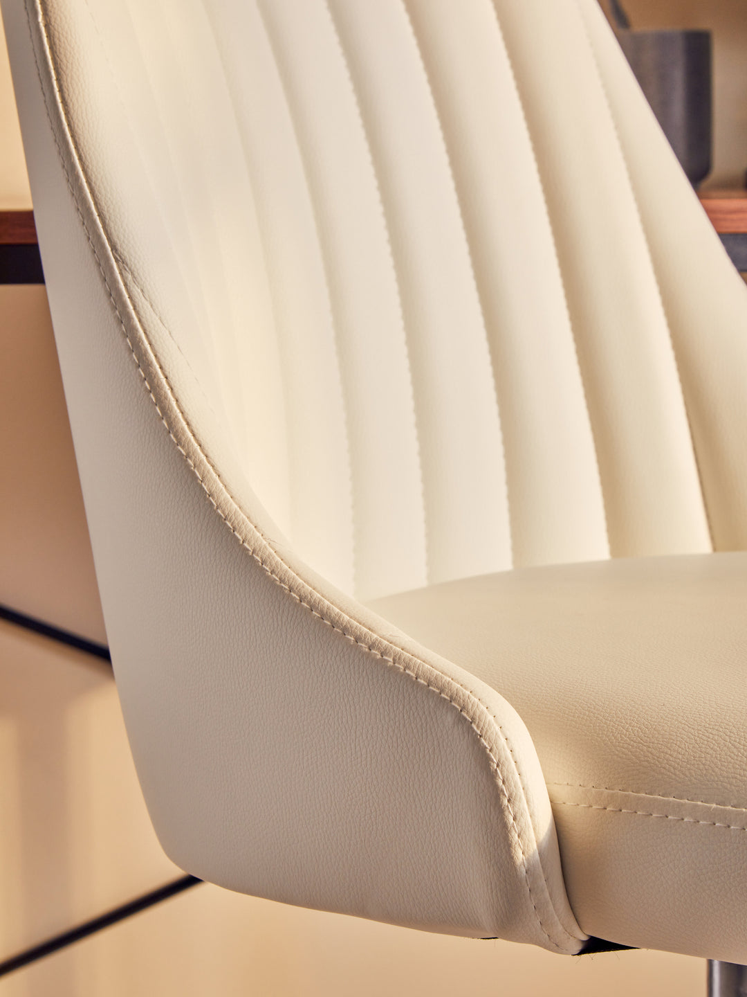 Brent Faux Leather Office Chair in Off-White Finish