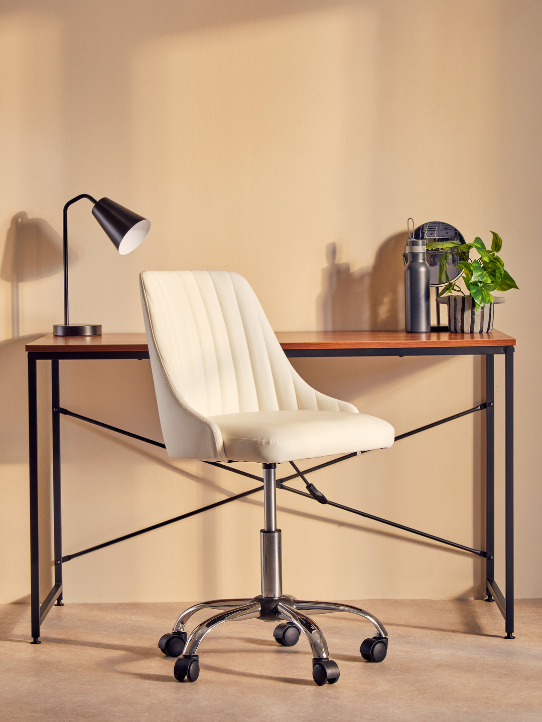 Brent Faux Leather Office Chair in Off-White Finish
