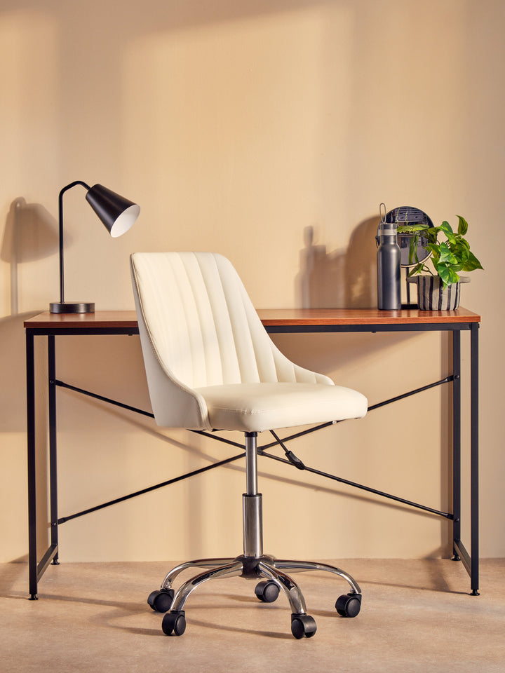 Brent Faux Leather Office Chair in Off-White Finish