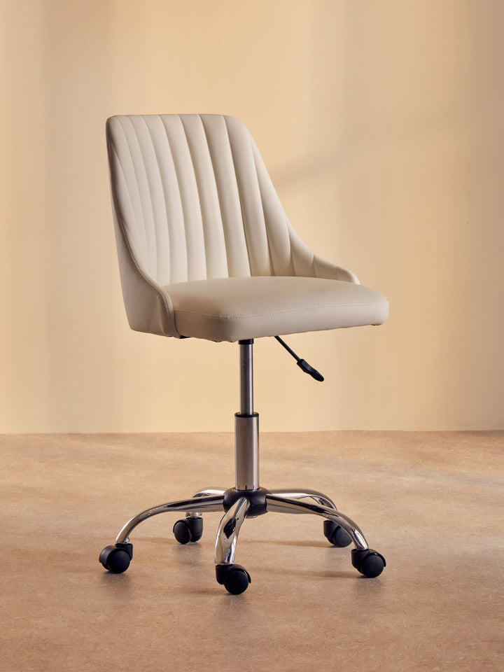 Brent Faux Leather Office Chair in Off-White Finish