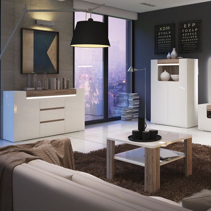 2 Door 3 Drawer Sideboard with Plexi Lighting – Toronto Collection