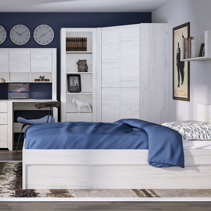 Angel Single Bed Frame with Underbed Storage Drawer (3ft/90x190cm, Includes Slats)