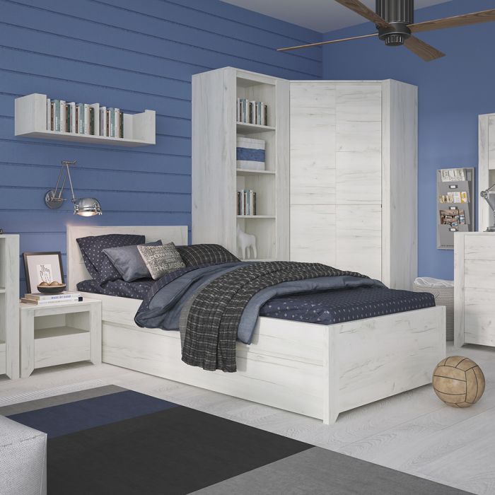 Angel Single Bed Frame with Underbed Storage Drawer (3ft/90x190cm, Includes Slats)