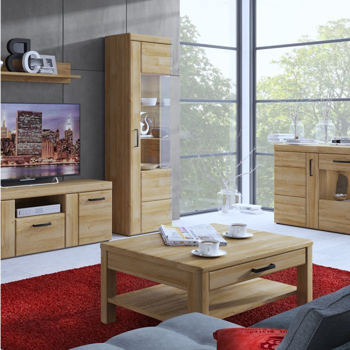 4 Door Wide Glazed Sideboard in Grandson Oak – Cortina Collection