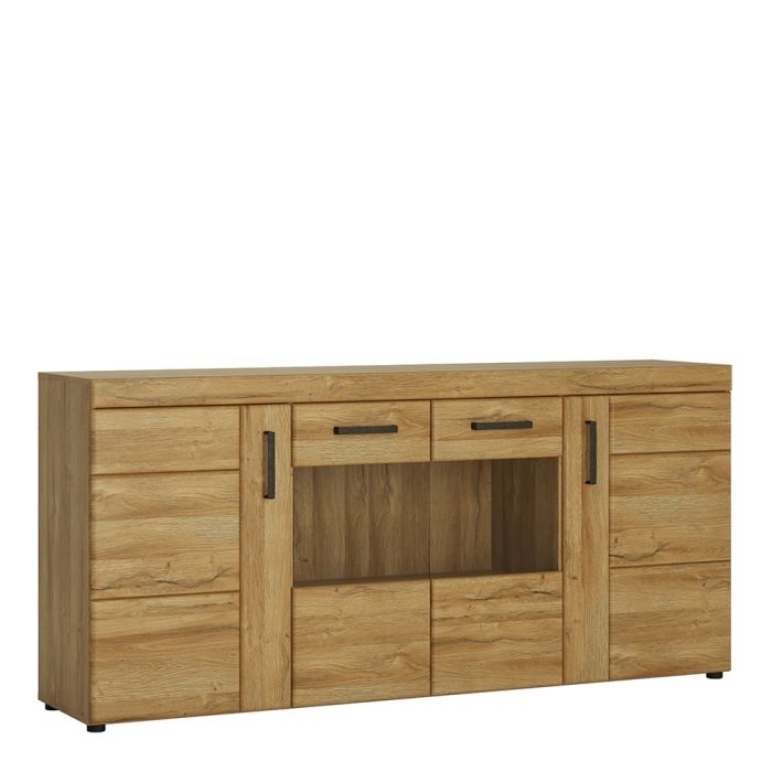 4 Door Wide Glazed Sideboard in Grandson Oak – Cortina Collection