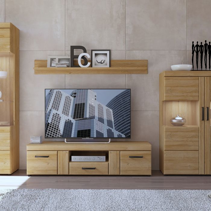 Cortina Wide TV Cabinet with 2 Doors and 1 Drawer in Grandson Oak Finish