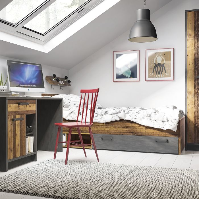 Brooklyn Single Bed Frame 3ft (90x190cm) in Walnut Finish