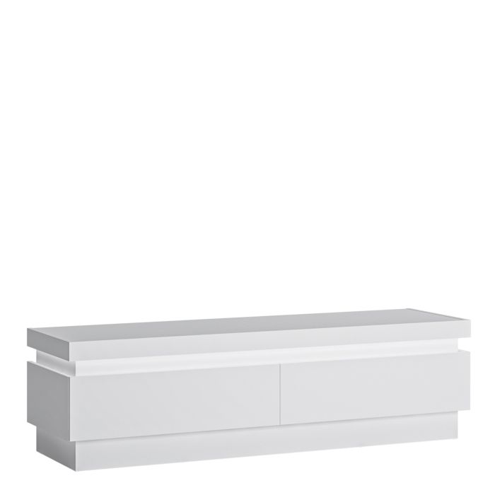 Lyon 2-Drawer TV Cabinet with LED Lighting in White High Gloss Finish