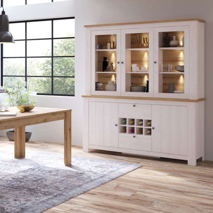 Celesto 3 Door Display Top Unit in White and Oak
