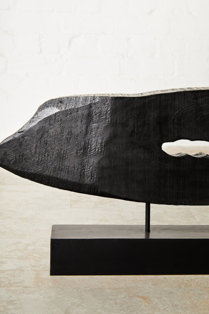 Fidel Rustic Horizontal Black Mango Wood Sculpture