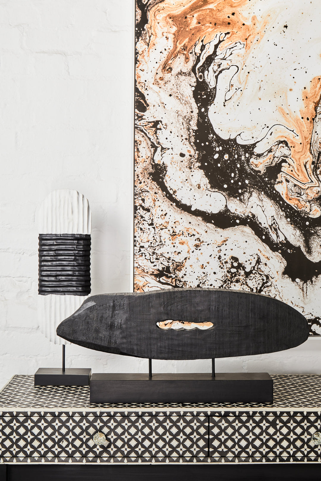 Fidel Rustic Horizontal Black Mango Wood Sculpture