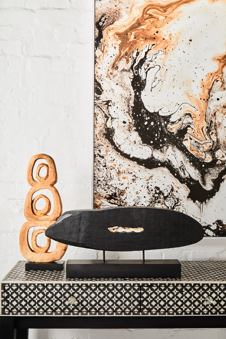 Fidel Rustic Horizontal Black Mango Wood Sculpture