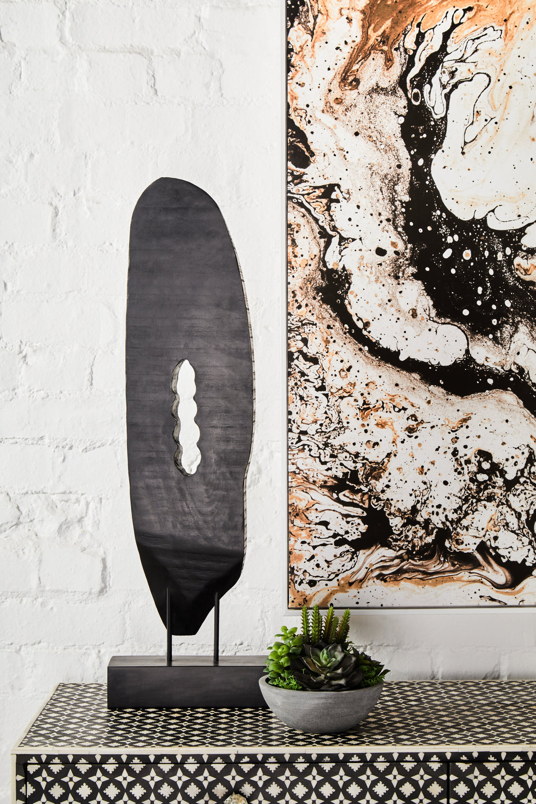 Fidel Rustic Vertical Black Mango Wood Sculpture