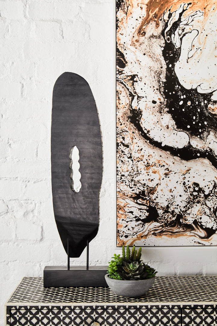 Fidel Rustic Vertical Black Mango Wood Sculpture