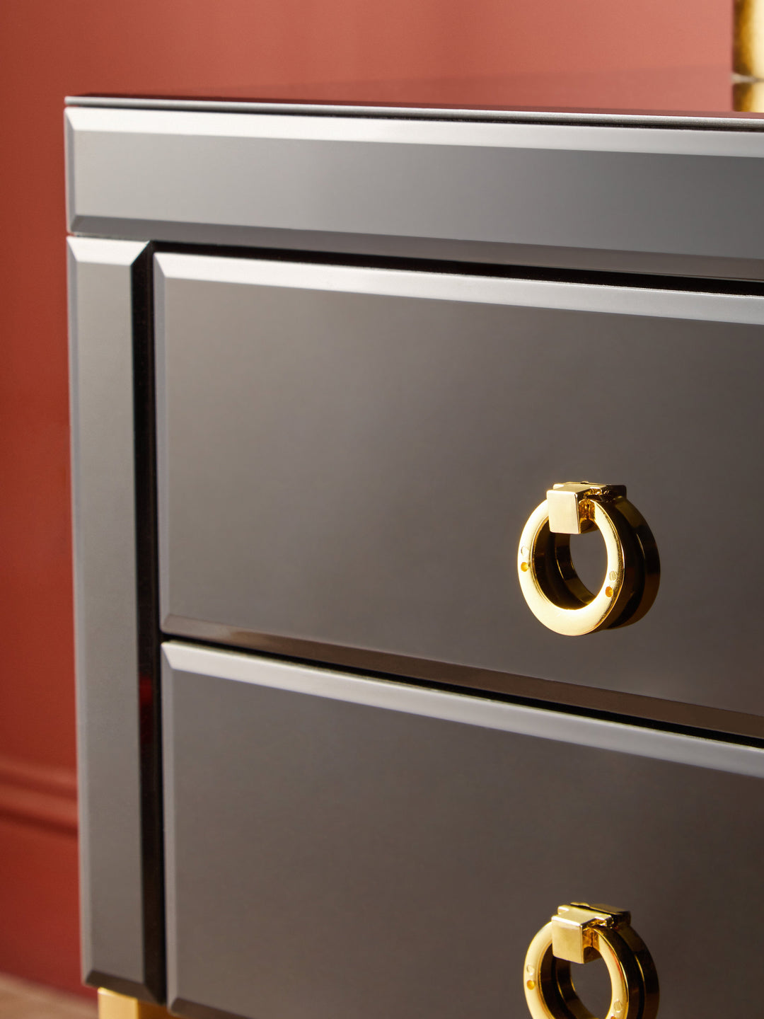 Kensington Townhouse Side Table in Black Finish with 2 Drawers