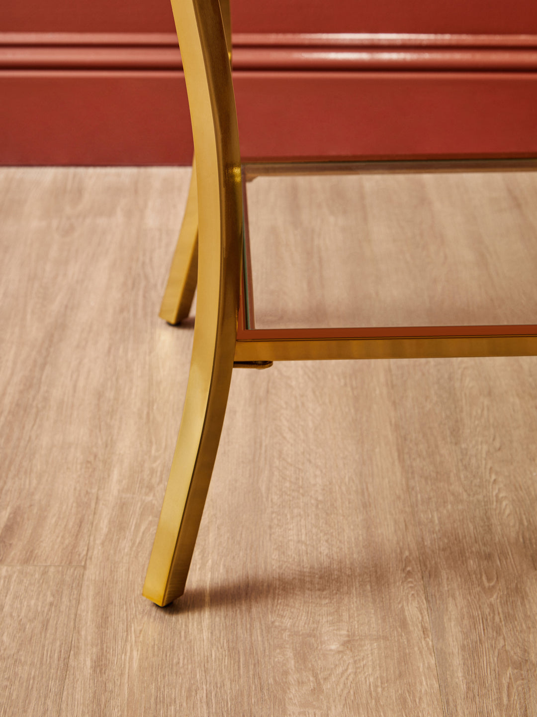 Kensington Townhouse Mirror Side Table with Gold Legs