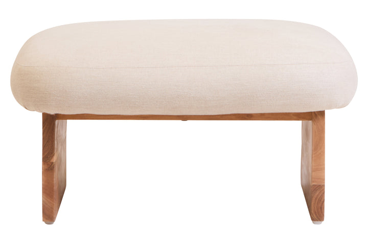 Parova Linen Footstool with Wooden Base