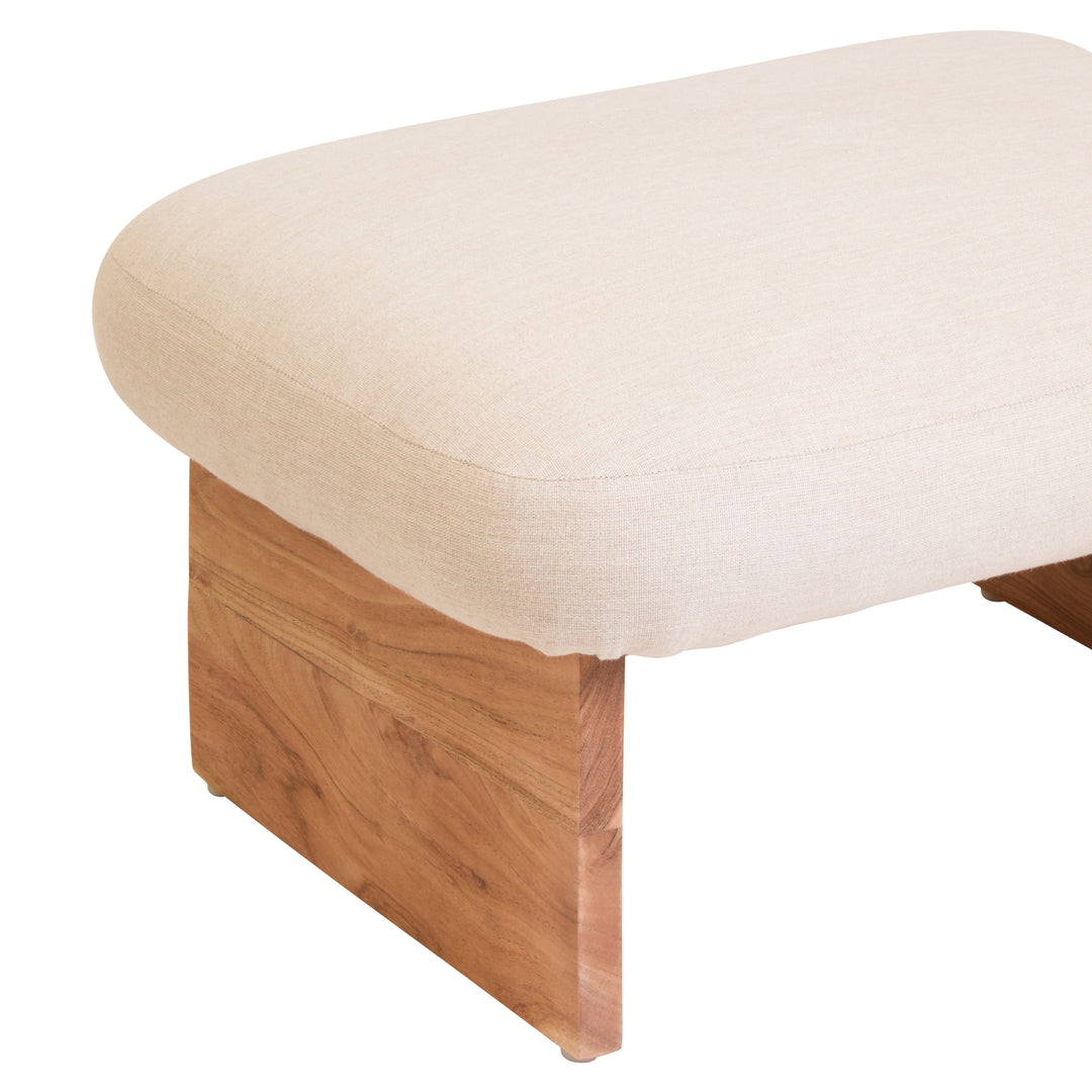 Parova Linen Footstool with Wooden Base