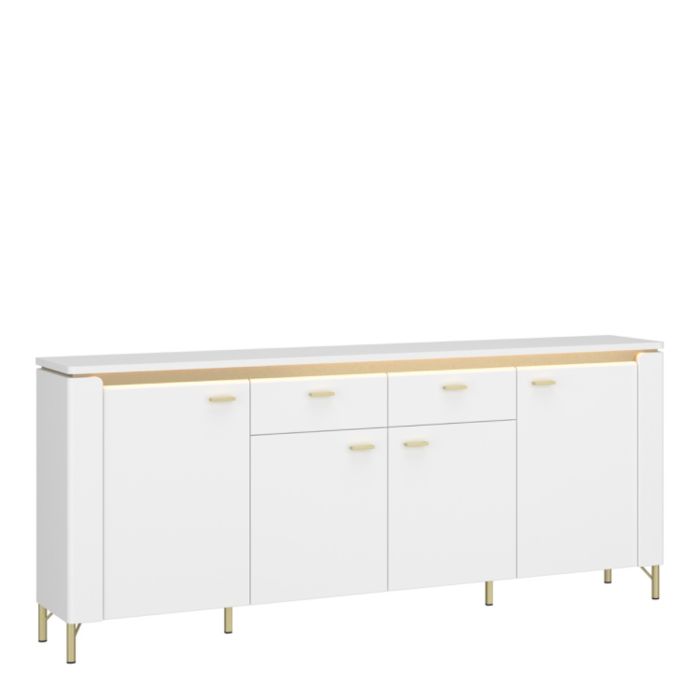 3 Door 3 Drawer Sideboard in Jackson Hickory Oak & Rattan Effect – Cestino Collection