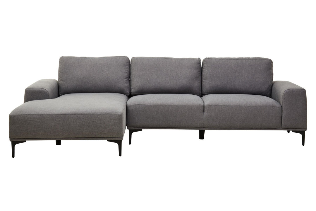 Toulon Three-Seater Grey Fabric Right Chaise Sofa