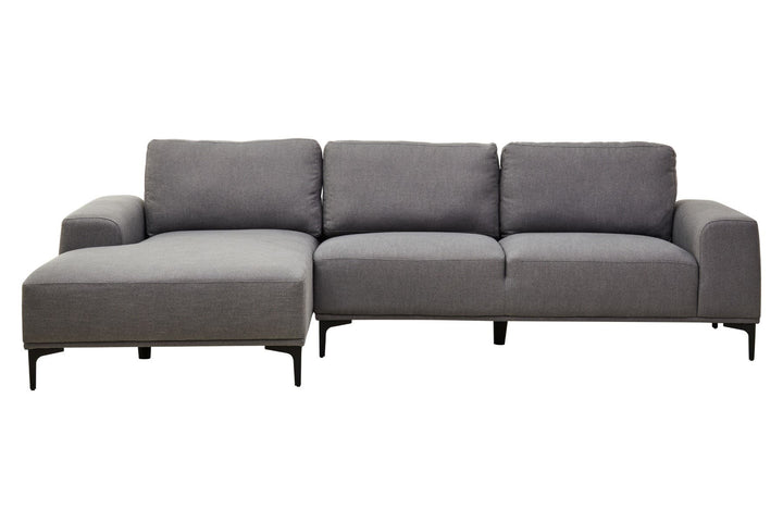 Toulon Three-Seater Grey Fabric Right Chaise Sofa