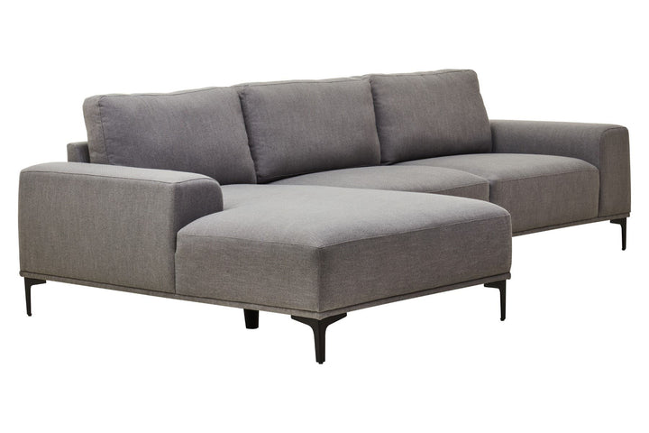 Toulon Three-Seater Grey Fabric Right Chaise Sofa