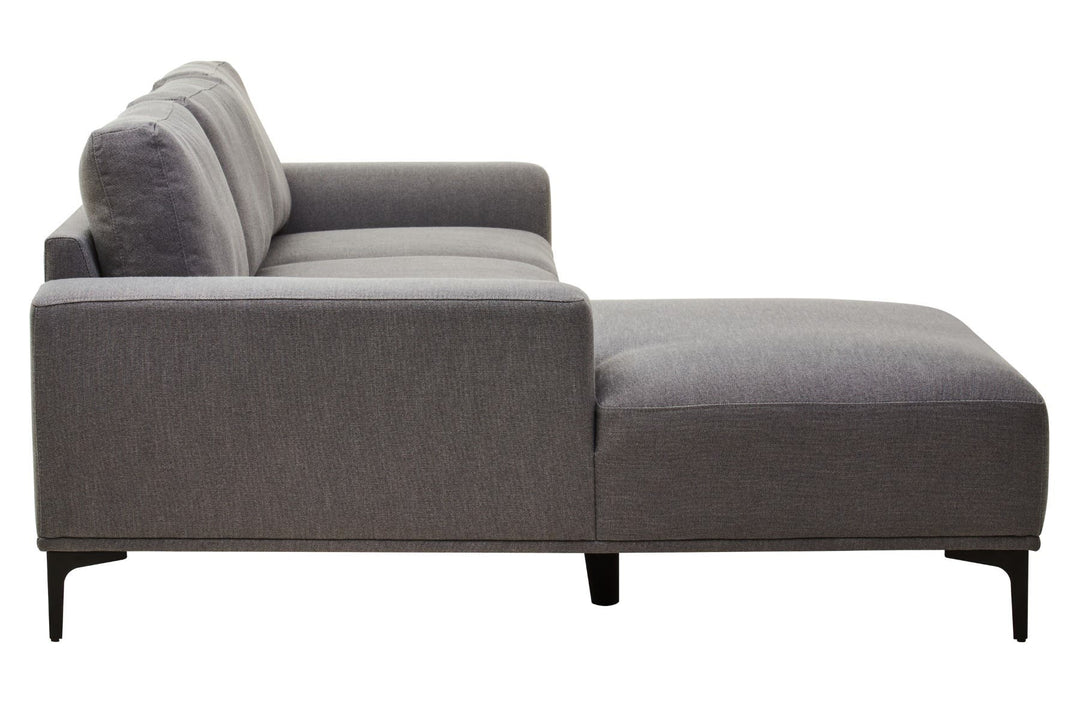 Toulon Three-Seater Grey Fabric Right Chaise Sofa