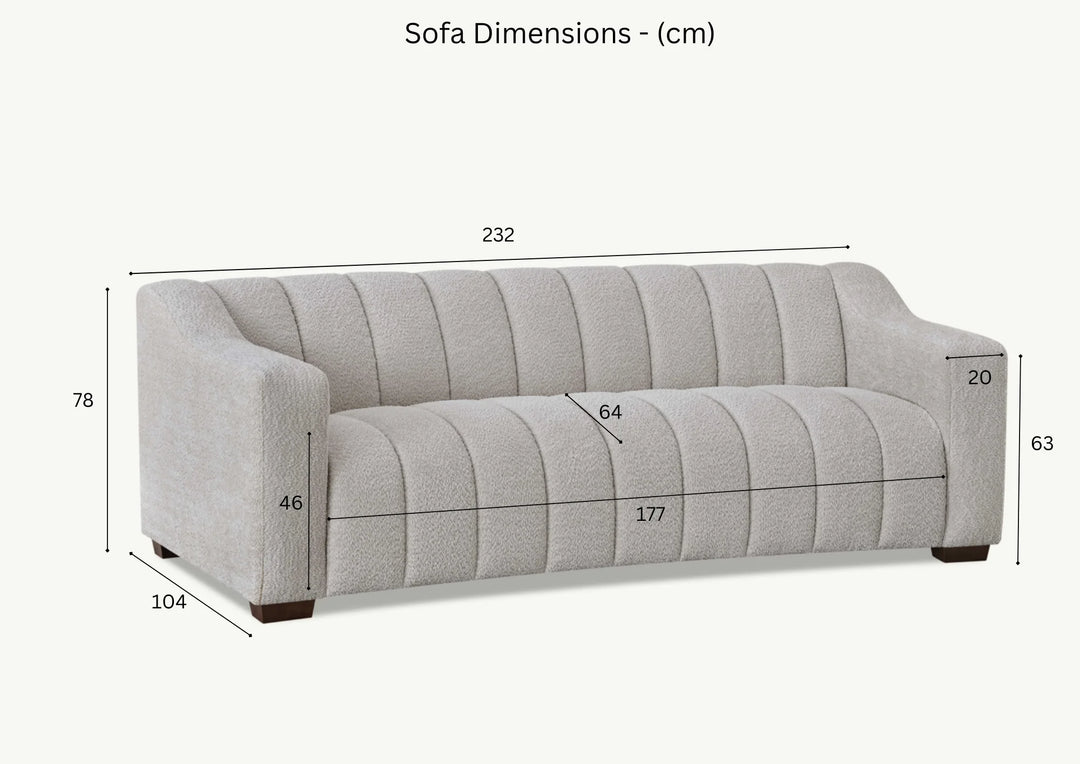 3 Seater Sofa in Iron Bouclé Fabric – Aluxo Astoria Modern Design