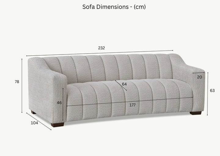 3 Seater Sofa in Iron Bouclé Fabric – Aluxo Astoria Modern Design