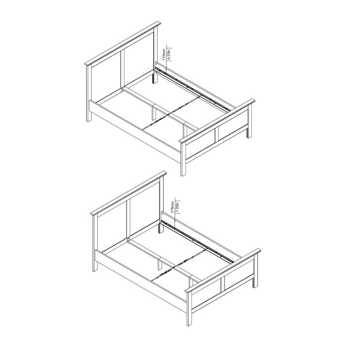 Paris Double Bed Frame 140 x 200cm in White Finish