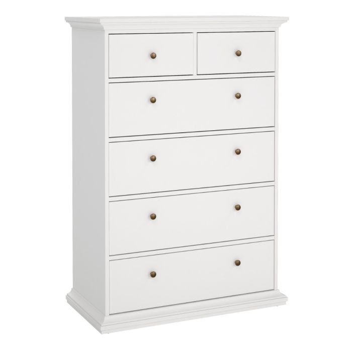 Paris Chest of 6 Drawers in White
