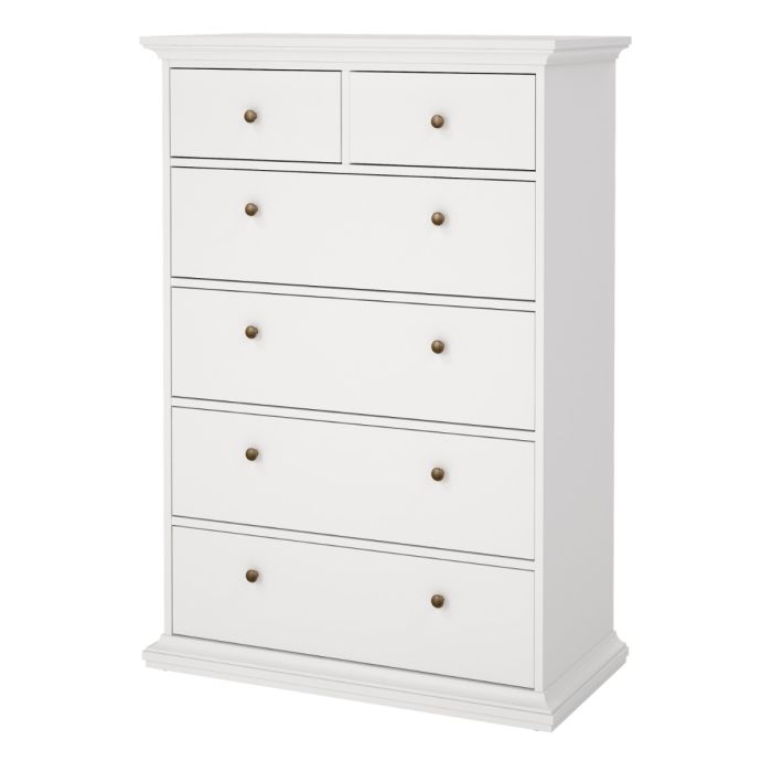 Paris Chest of 6 Drawers in White