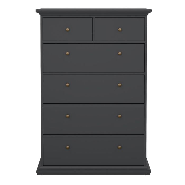 Paris Chest of 6 Drawers in Matt Grey
