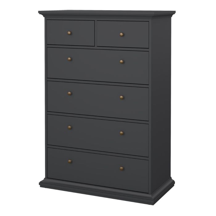 Paris Chest of 6 Drawers in Matt Grey