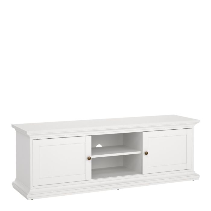 Paris TV Unit with 2 Framed Doors in White Finish